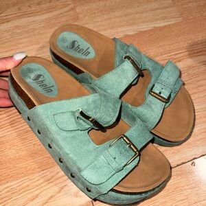 SHEIN- Mint Green Buckle Mules